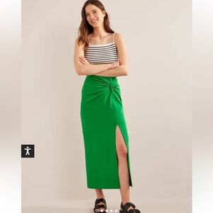 Boden Knot Detail Jersey Midi Skirt in Rolling Hill, 10P